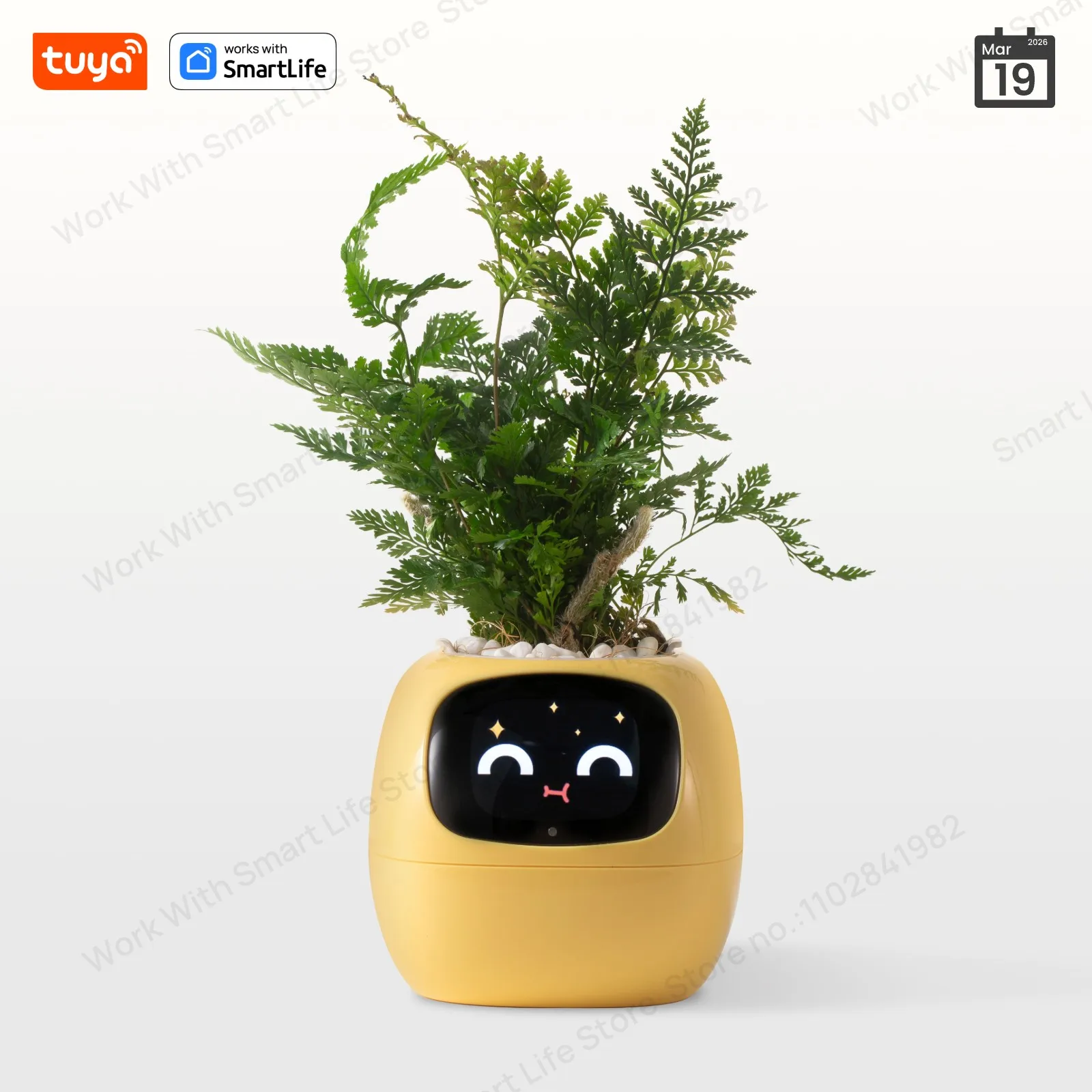 Yellow Gen1 Ivy Smart Planter,Endless Fun Over 49 Rich Expressions,7 smart sensors and AI Chips Make Raising Plants Easy and Fun