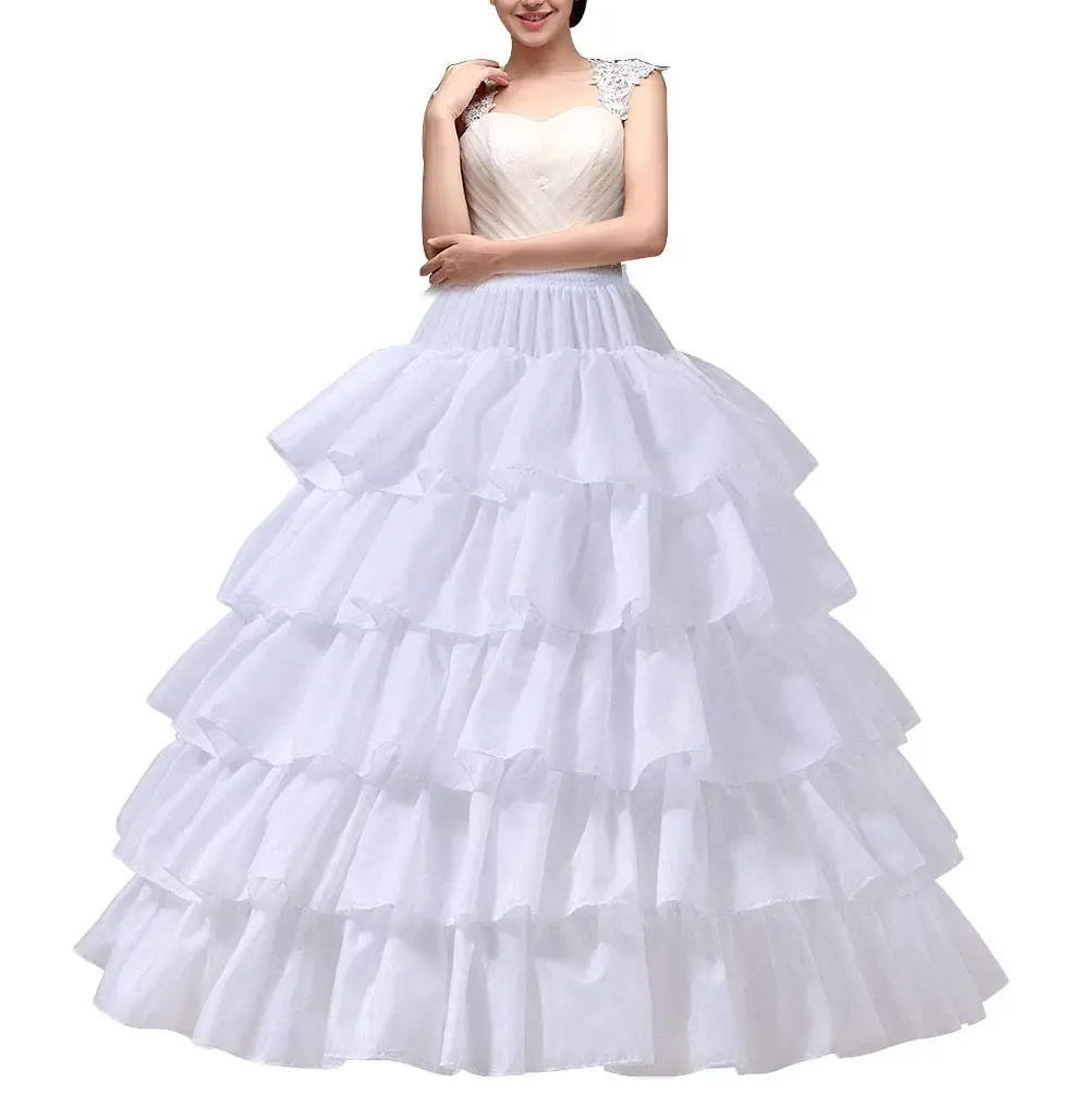 

Women's Crinoline Petticoats 2023 4 Hoops Skirt 5 Ruffles Layers Ball Gown Half Slips Underskirt for Wedding Bridal Dress