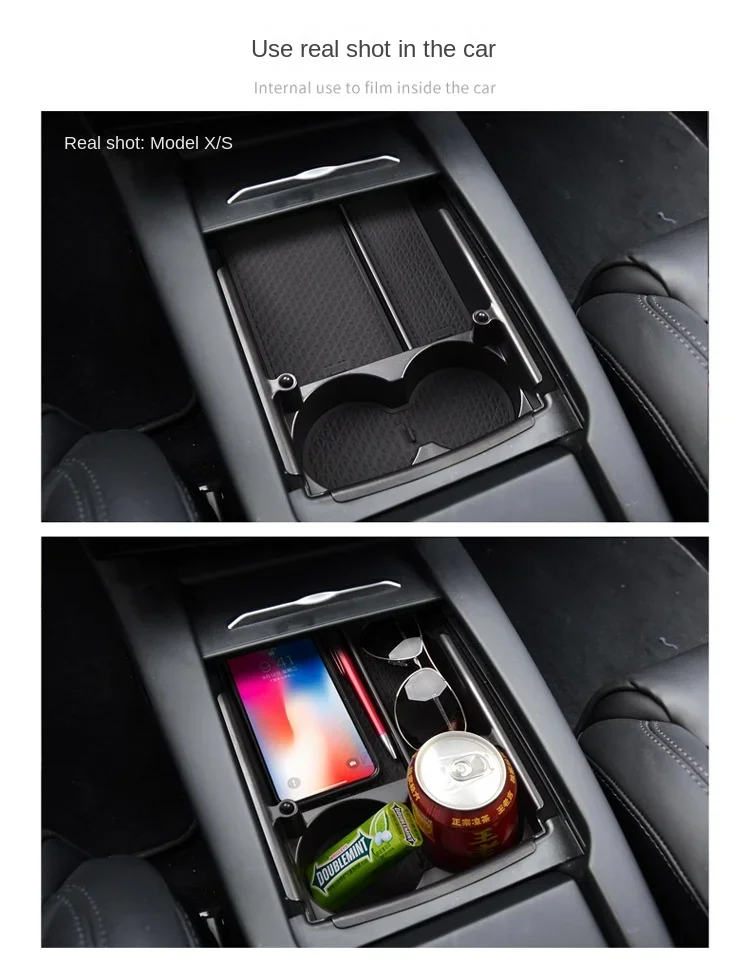 Für Tesla Modell X Modell S Auto Center Konsole Armlehne Lagerung Box Fach Organizer Anti-Slip Matten Lagerung Aufräumen auto Lagerung Box – Detail 14