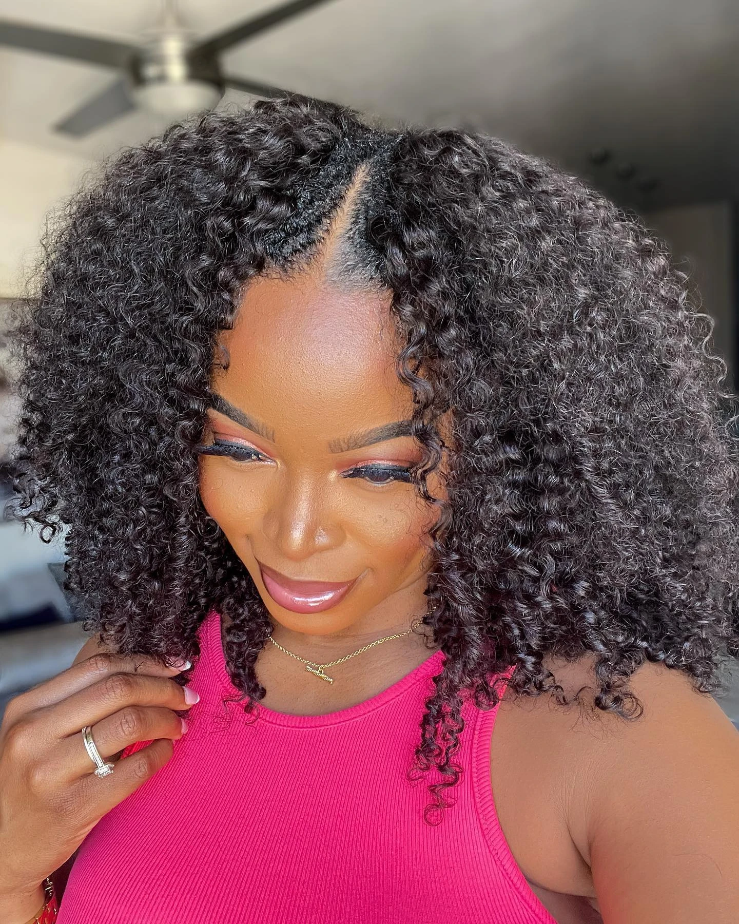Kinky Curly Human Hair V Part Wig U part Wig No Leave Out Brazilian