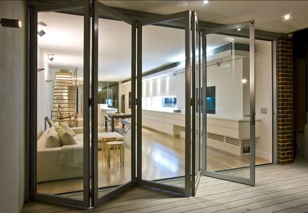 DN Tempered Glass Bifold Doors Aluminium Frame Folding Patio Outdoor Sliding Folding Door Aluminum Vertical Bi Doors