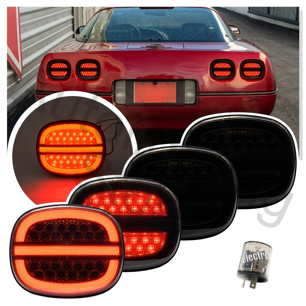 

4PCS For Chevy Chevrolet Corvette C4 ZR-1 1991-1996 LED Rear Tail Brake Light Turn Signal light parking lamp Assembly