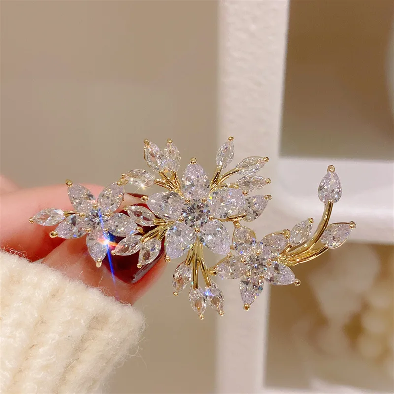 New Colorful Rhinestone Flower Gorgeous Crystal Fashion Women Charm Brooch  Pin