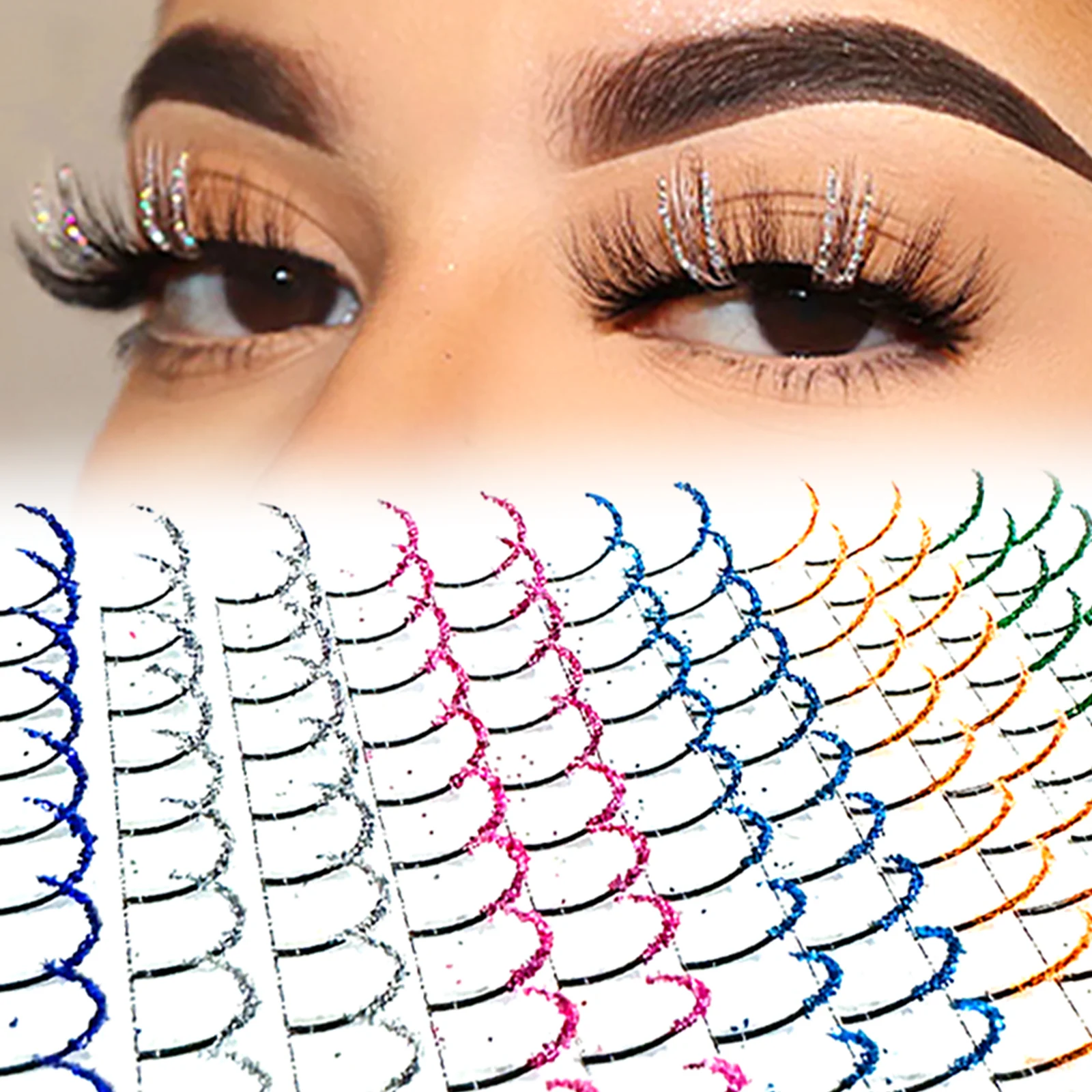 Honey Eyelash Bride's Eyelashes Stage Wedding Eyelashes Colored Glitter Eyelash Extensions Silver Eyelashes Shiny False Lashes
