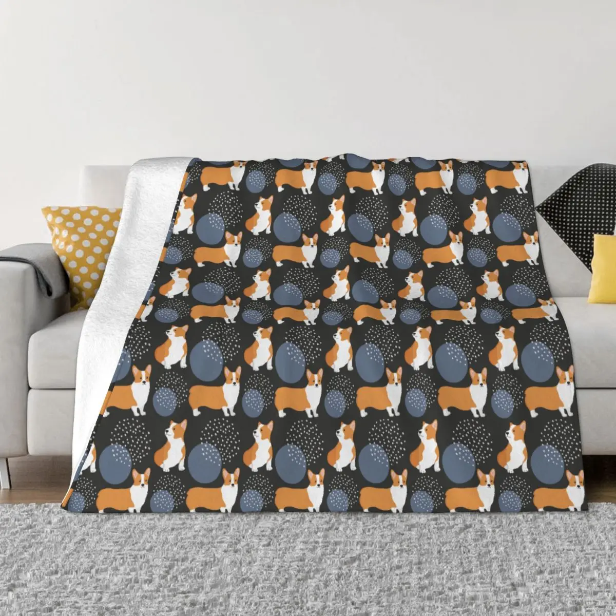 

Kawaii Corgi Dog Lover Blanket Fleece Spring Autumn Multi-function Lightweight Throw Blanket for Home Bedroom Bedspreads
