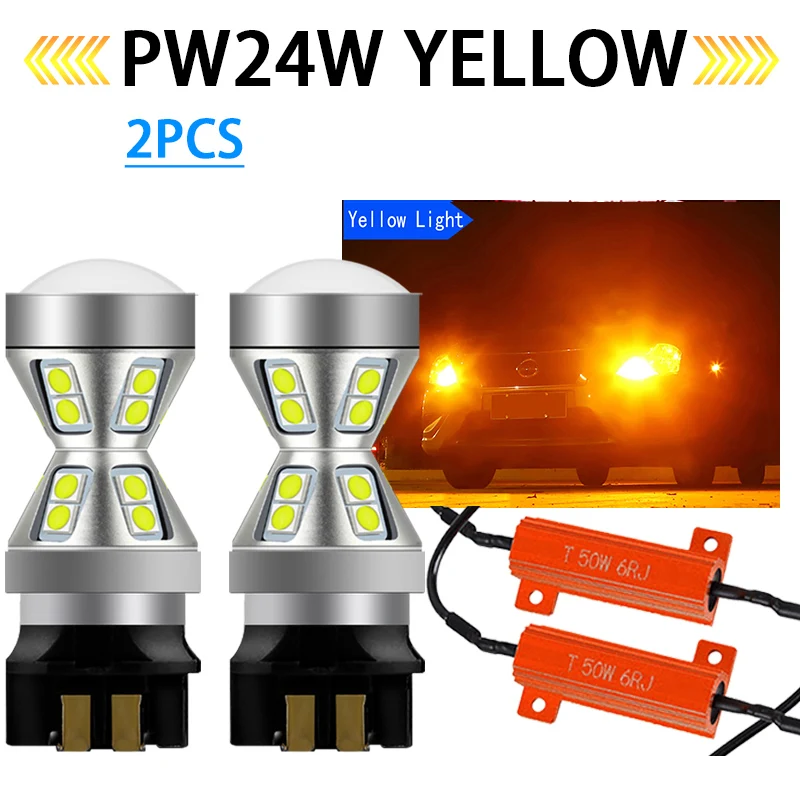 MCK Auto – Zwarte PW24W LED Canbus-lampen Dagrijverlichting DRL Wit Zeer helder zonder fouten Slank Compact formaat Projector bovenop Compatibel met F30 F31 CC - 2 Lampen - Transformeer uw rit