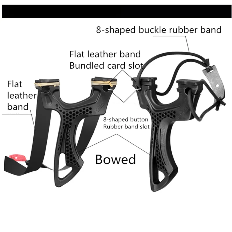 High Precision Archer Crank Traditional Slingshot High Power Round Leather Flat rubber Band Dual Purpose Shooting Hunting Sport