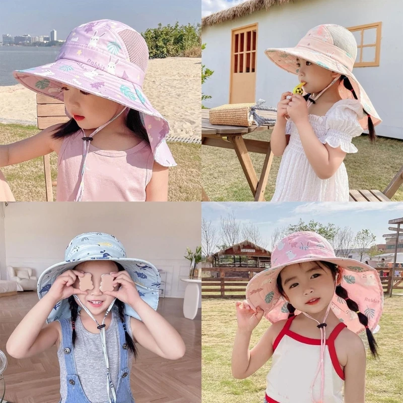 

77HD шляпа-ведро для мальчиков и девочек со свистком, детские складные шапки-пончо с большими полями для улицы