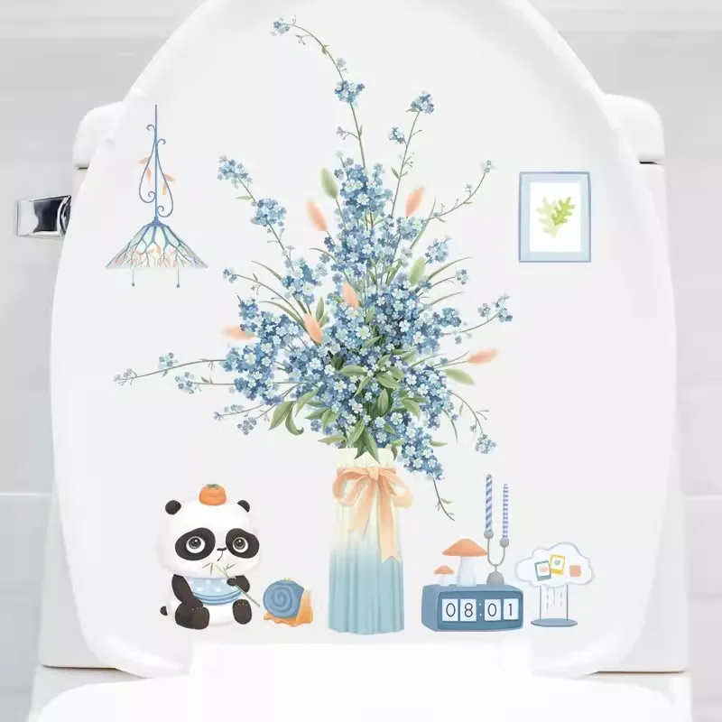 Pastoral Flowers And Plants Wall Sticker Bathroom Toilet Decor Decals Living Room Cabinet Home Decoration C209#