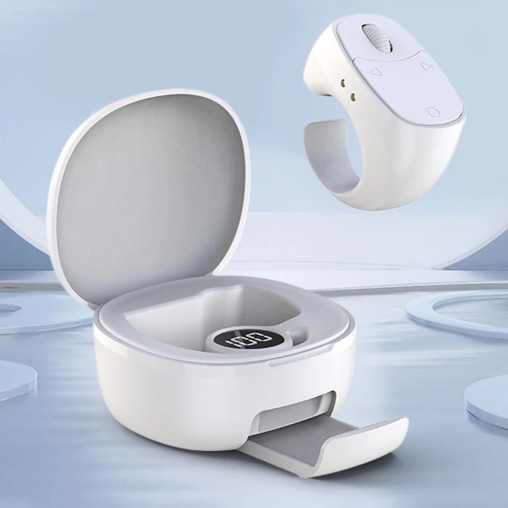 Fingertip Remote Control Bluetooth-Compatible 5.3 Scrolling Ring Multi-Function Selfie Button Digital Display for Smartphones