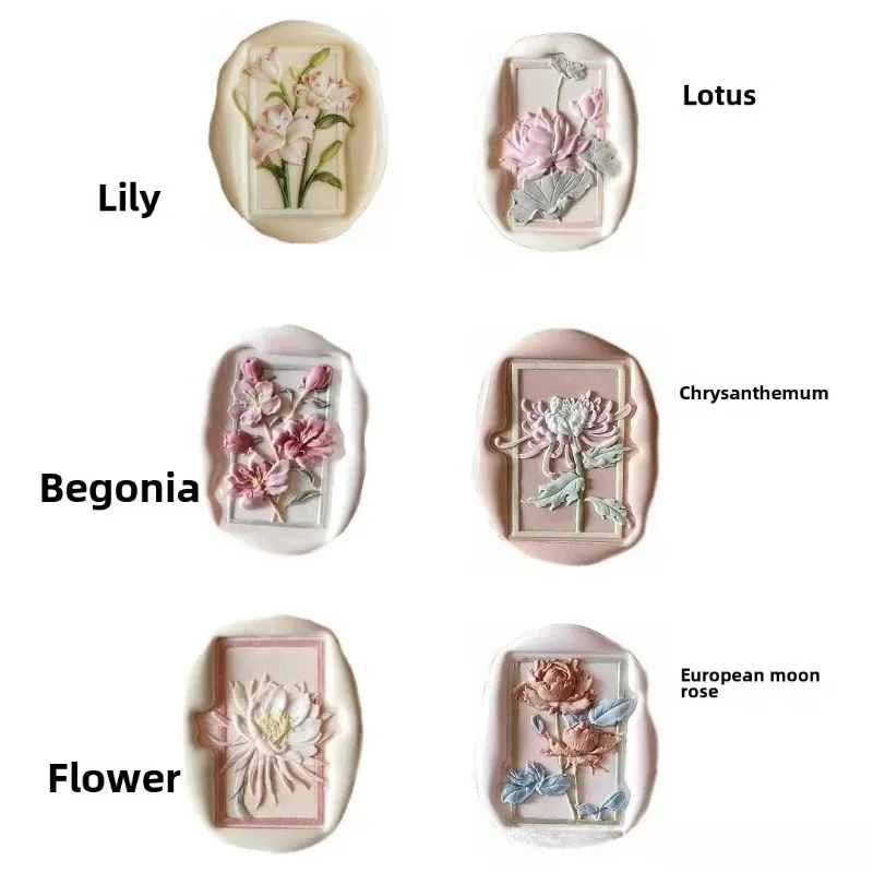 6pcs Wax Sealed Metal Seal Head Embossed Flower Clock Stamp Sealing Tool Diy Wedding Invitation Card Decoration Without Handle wax seal stamp wedding stamp embossed stamp