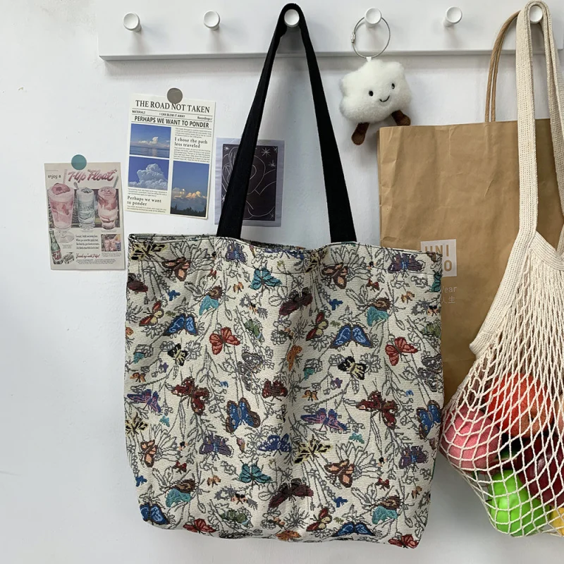 Large Capacity Monet Inspired Blue Sunflower Oil Painting Fashion Shoulder Bag for Office Commute and College Students