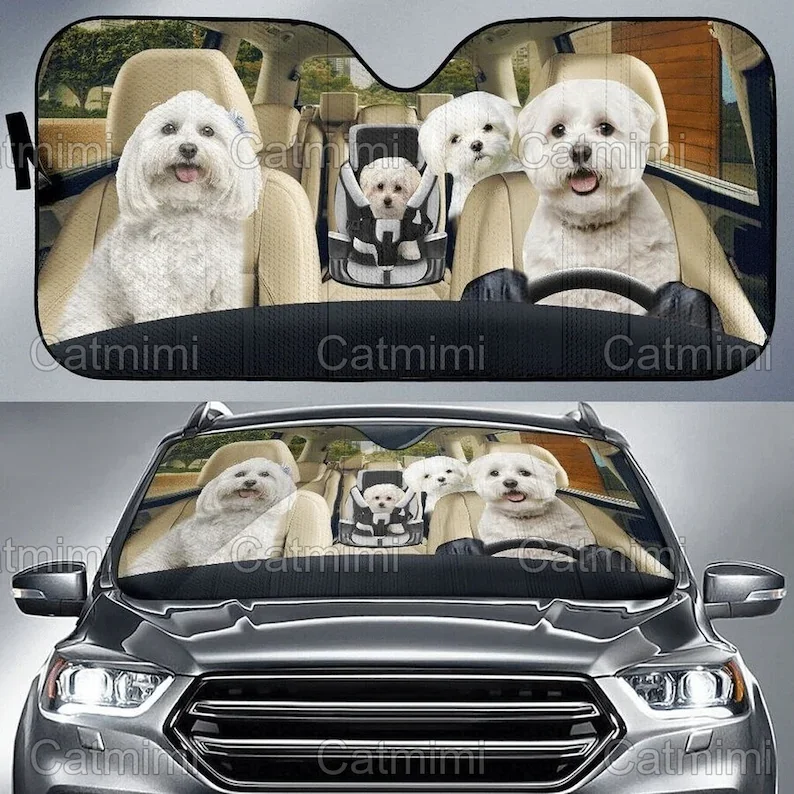 

Maltese Dog Car Sun Shade, Car Accessory, Car Decoration, Car Sun Shade, Maltese Sun Shade Gift PHT142104A29STYLE FOR CAR