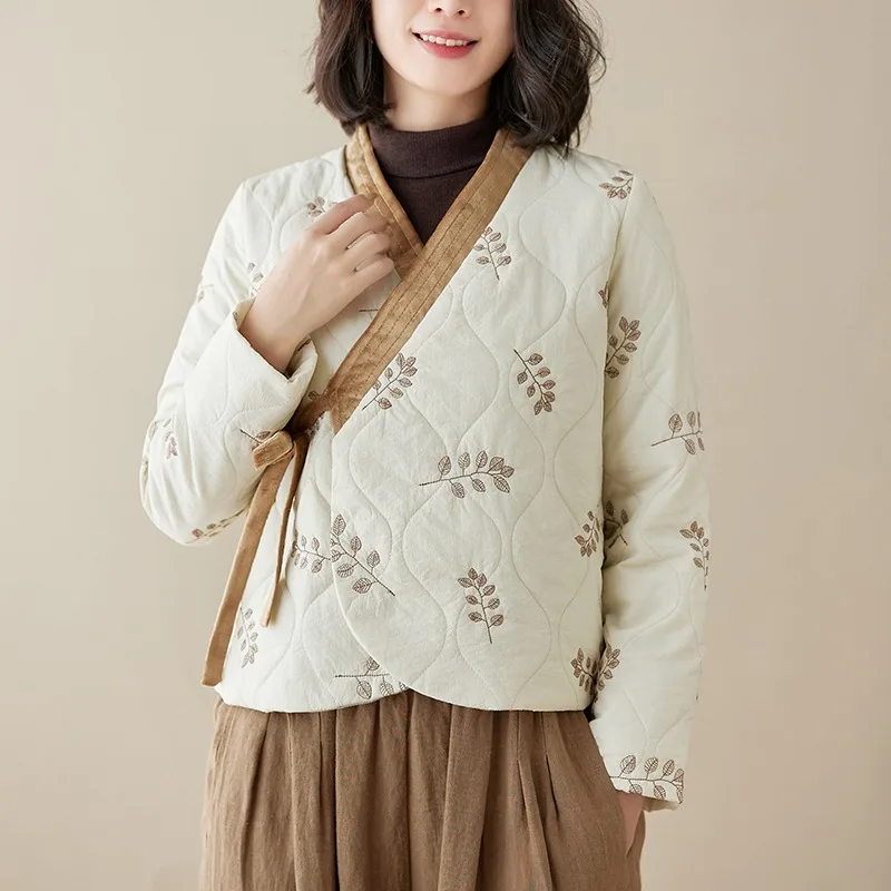 new-chinese-style-embroidered-cotton-coat-female-autumn-winter-thicken-warm-national-style-tea-art-tangsuits-cotton-coat