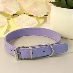 Multicolor Leather Pet Collar with Bell - Non - strangled Design - XXL (Purple)