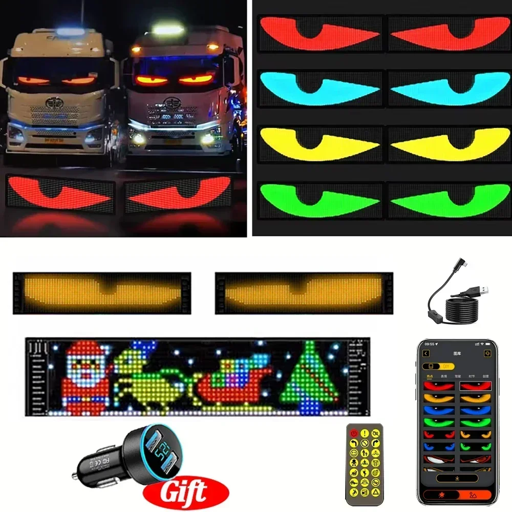 LED Matrix Pixel Panel Scrolling Bright Advertising LED Signs Flexible USB 5V RGB LED Car Sign Bluetooth App Control Graffiti