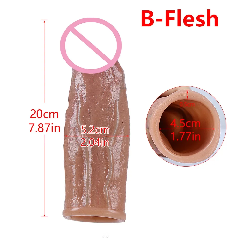 Skin Feeling Realistic Dildo Soft Silicone Material Enlarged Penis Extension Cock Adult Sex Toy Big Dick Condom Man Sexy Tool sex toys