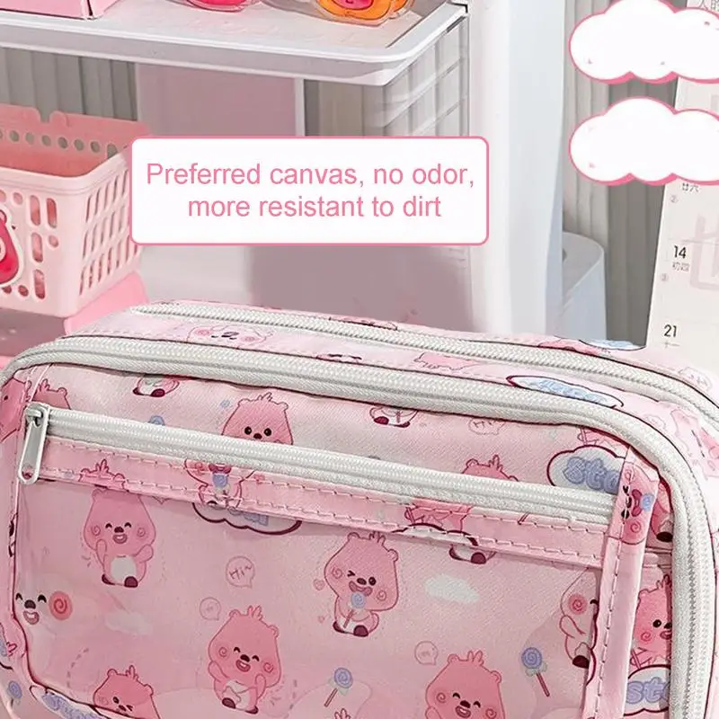 Stationery Bag Cute Cartoon Pencil Case Large Capacity Cartoon Pencil Case Pouch Student Supplies