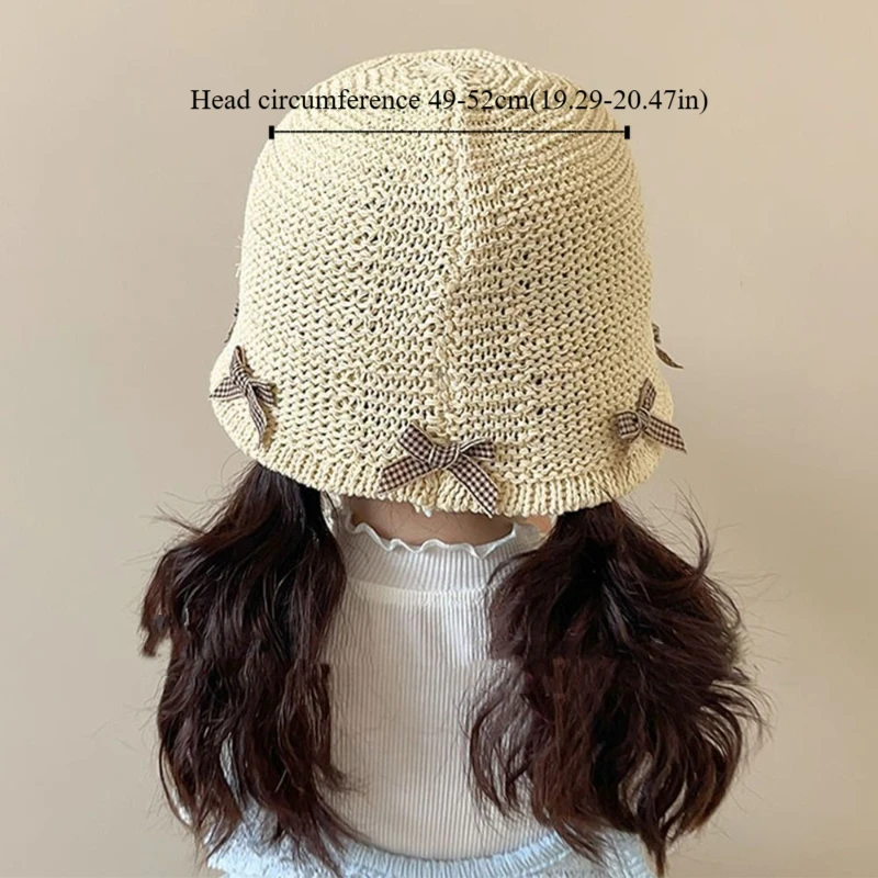 Fashion Summer Baby Straw Hat Bow Beach Lace Straw Hat Outdoor Travel Children Panama Caps for