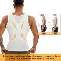 Chemise de Compression pour hommes, maillot de corps amincissant, débardeur Gynomastica, sans manches, gilet en maille, costume croisé 3XL 3