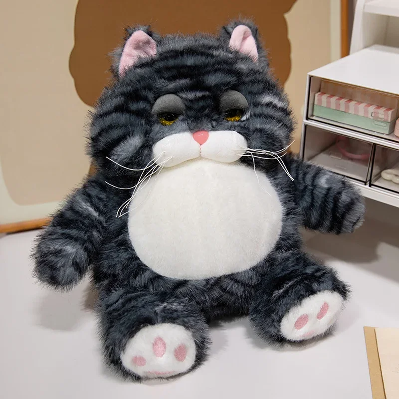 Fat Soft Cat Plush Doll Cute Pattern Weighted Sitting Design Parent-Child Game Toy for Children's Room Decor