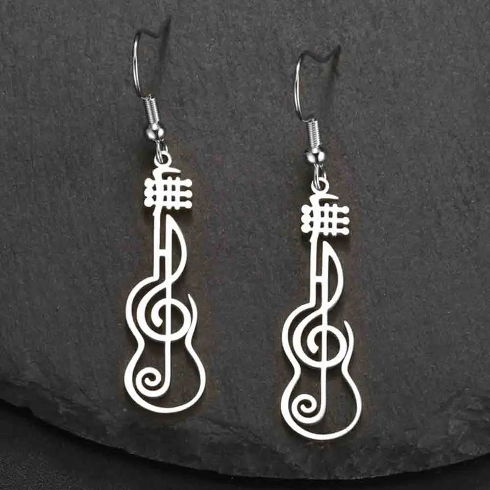 Silverly Orecchini Pendenti A Chiave Di Violino E Note Musicali, In Argento 925, Gioielli Per Musicisti