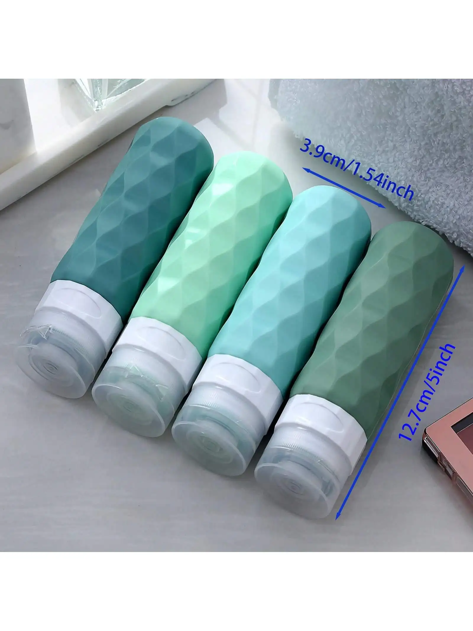 AZULDIMEN Conjunto 4 Botellas De Viaje Para Artículos Tocador De Silicona, Kit Viaje Aprobado