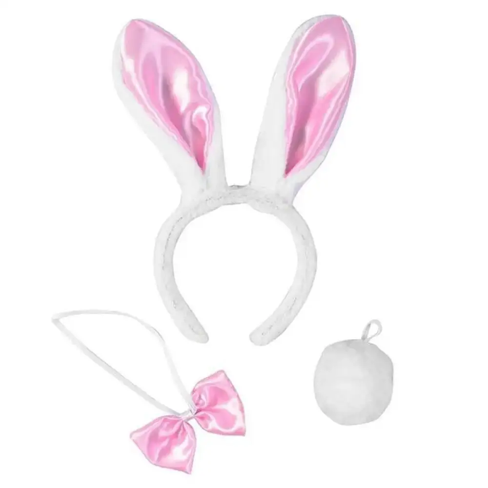 Bunny Girl Stirnband Cosplay Hasenohren Graue Plüsch-Ohrringe Kopfschmuck Biegbare Ohrringe Haarbänder Weihnachtsgeschenk Verkleidung – Detail 3