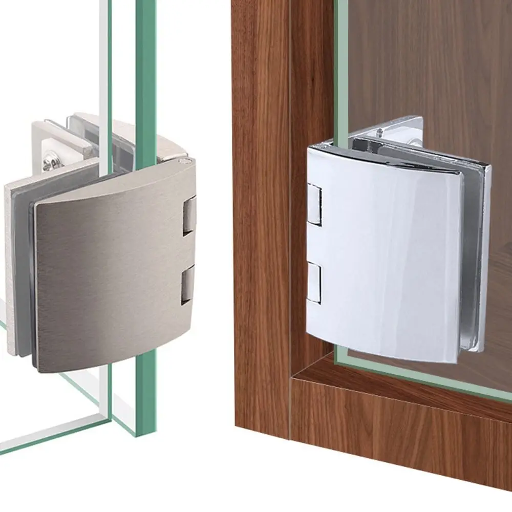 Brushed Nickel Glass Door Hinge Embedded Zinc Alloy Cabinet Door Hinge Durable Cabinet Glass Clamp Accessories
