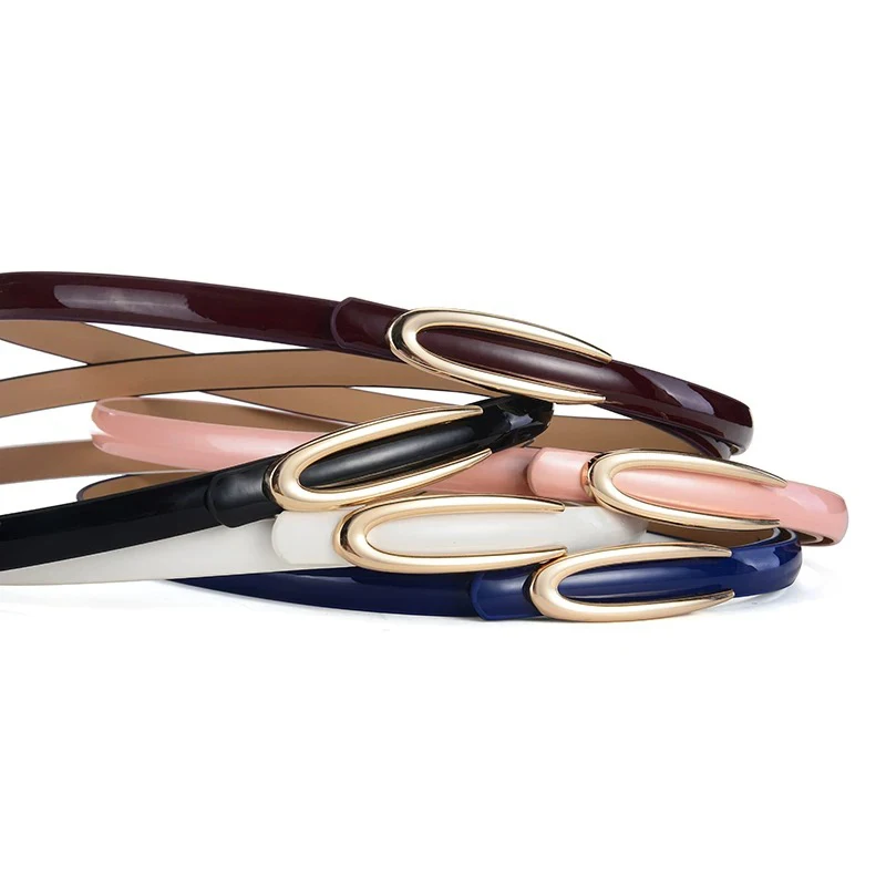 Elegant Gold Buckle Genuine Leather Women's Belt