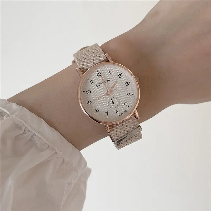 

Girls Small Dial Simple Design Canvas Strap Junior High School Student Watch Casual Adjustable Quartz Clock for Kids Watch Reloj