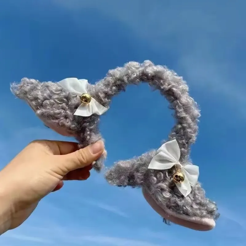 2025 Lolita Süßes kleines Schaf-Haarband mit Plüschschleife und Glocke, süßes Schaf-Ohren-Stirnband, lustiges Schaf-Foto-Stirnband – Detail 19