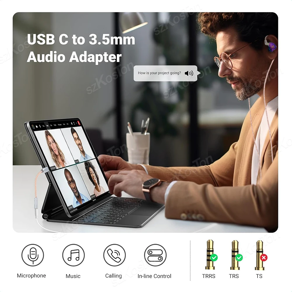High-Fidelity Audio DAC Headphone Amplifier Adapter with Type C to 3.5mm Connection