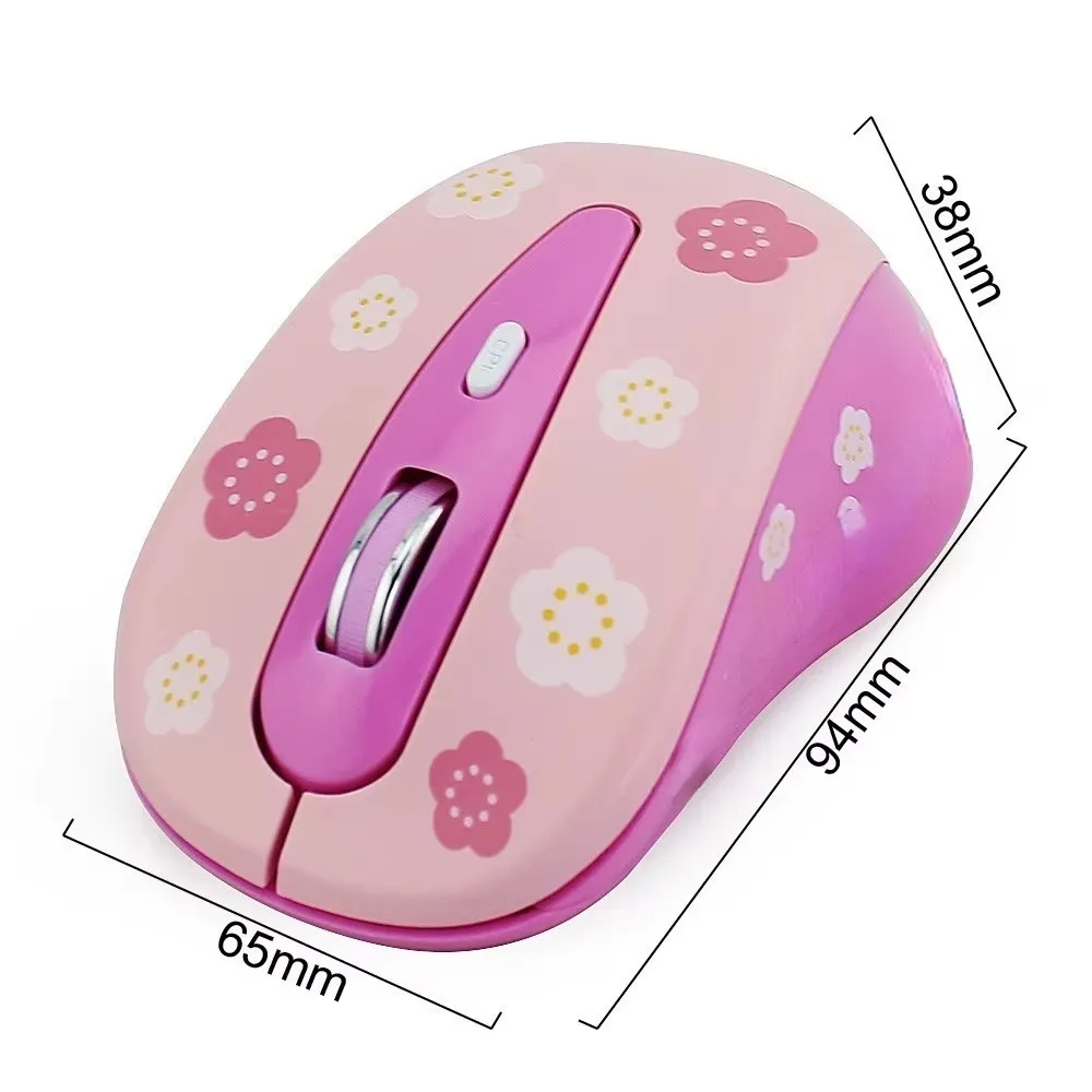 2.4G 무선 귀여운 핑크 고양이 패턴 마우스 미니 경량 1600DPI 광학 컴퓨터 USB 인체 공학적 마우스 노트북 PC 사무실 선물