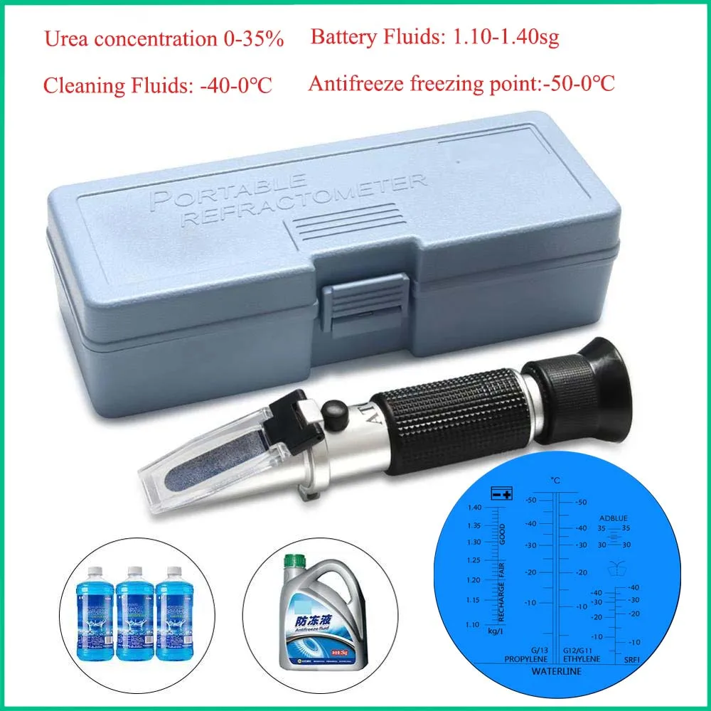 3-in-1 Antifreeze Refractometer, Battery Coolant Refractometer Antifreeze  Tester for Checking Freezing Point, Battery Fluids SG with ATC, Battery