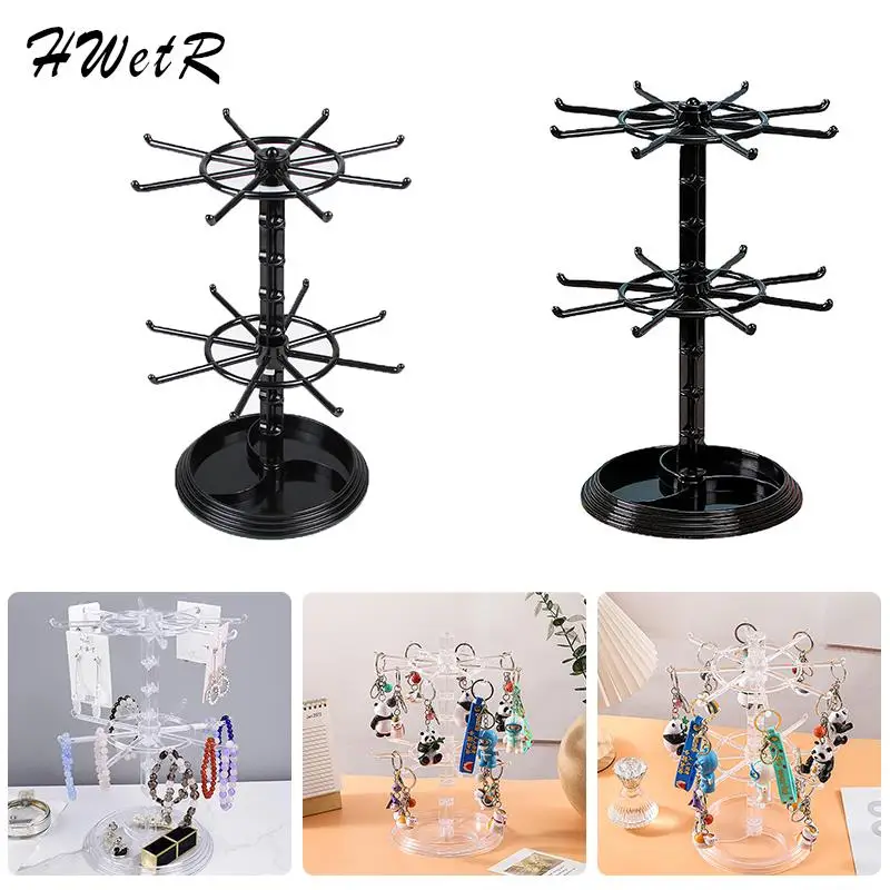 Rotatable Plastic Stand For Earrings Pendants Bracelets Jewelry Display Stud Earrings Holder Jewellery Rack Storage Small Shelf