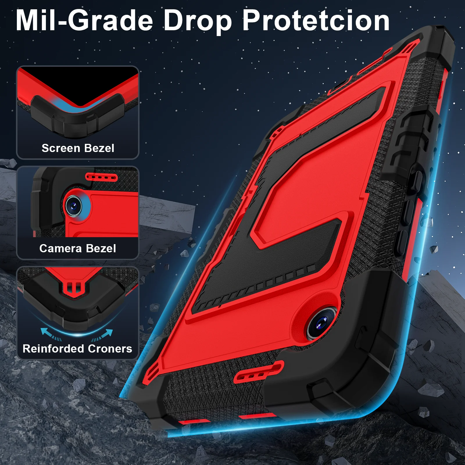 Rugged Armor Heavy Duty Shockproof Tablet Case with Stand, 8.7