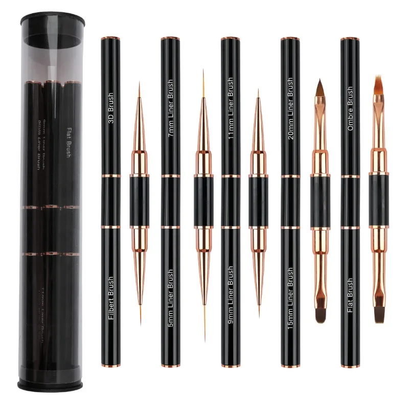 5pcs Double-Ended Nail Art Brushes For Long Lines Thin Liner Brush For Nails Detail Professional nail tools