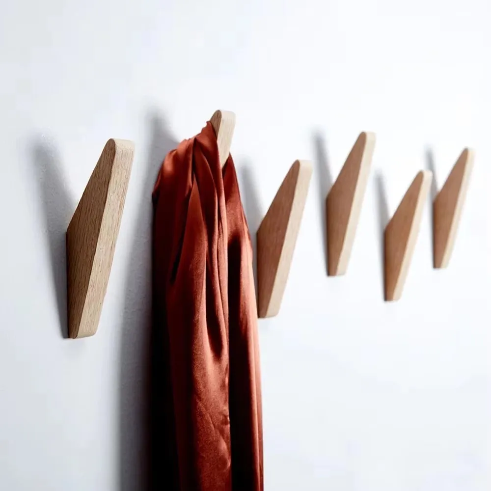 1/4pcs Natural Wood Wall Hooks Decorative Key Hook Clothes Hat Scarf Handbag Hanger Hook Kitchen Bathroom Organizer Decor Hook 3