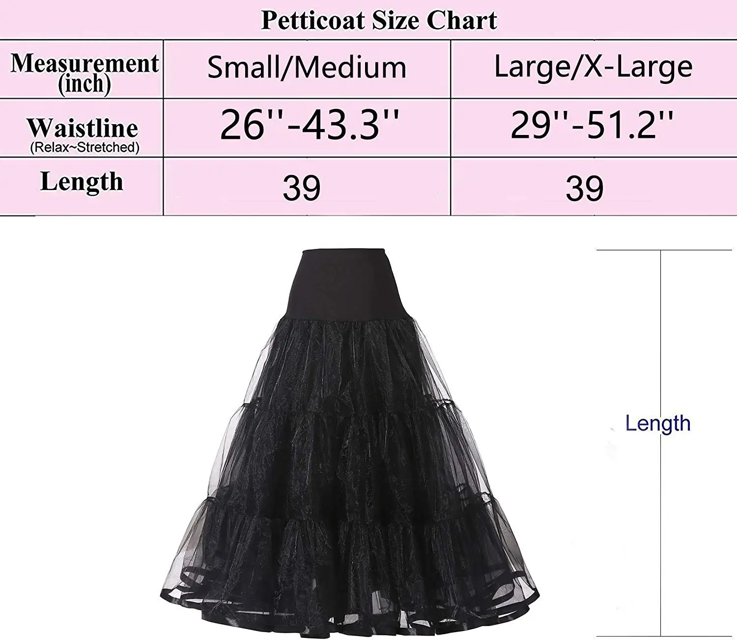 WOWBRIDAL Luxurious 95CM Long Ruffled Crinoline Petticoat for Vintage Bridal Dresses