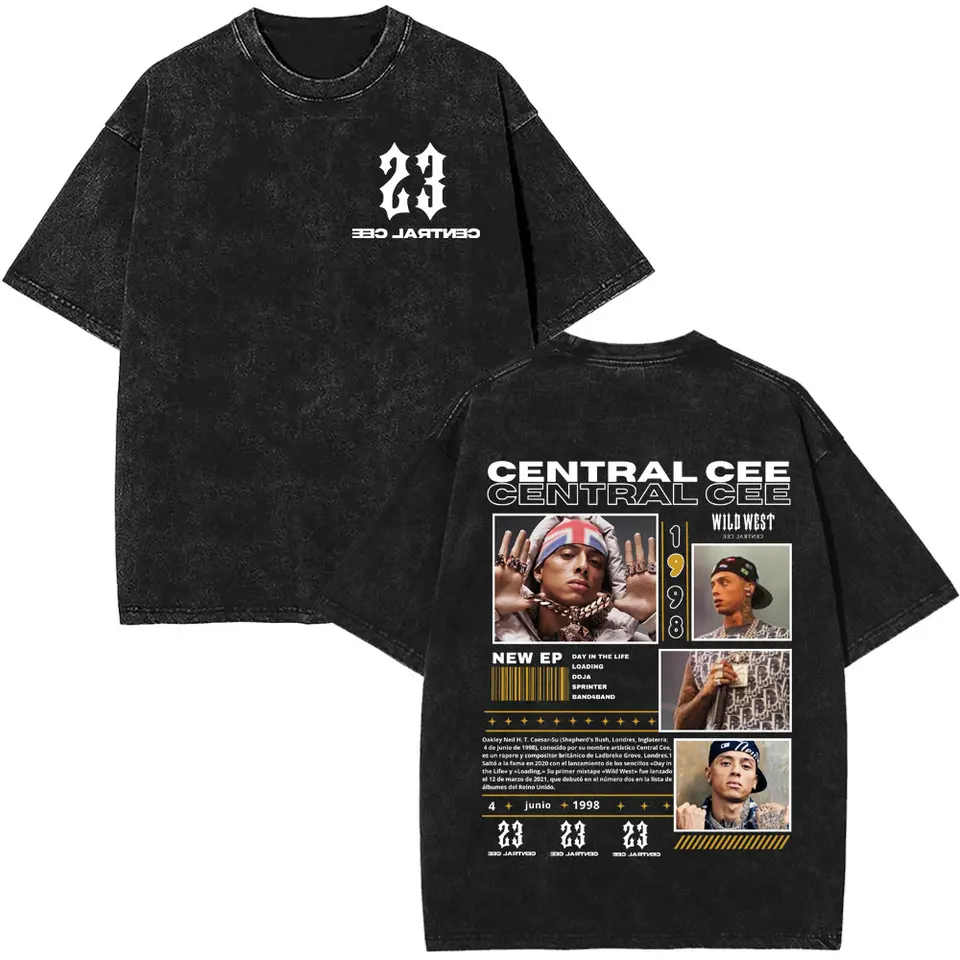 Rapper CENTRAL CEE WILD WEST Tour 2025 Vintage Washed T Shirts