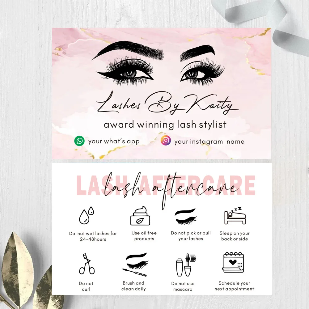 Custom Lash Aftercare Card Lash Extension Business Card Eyebrows
