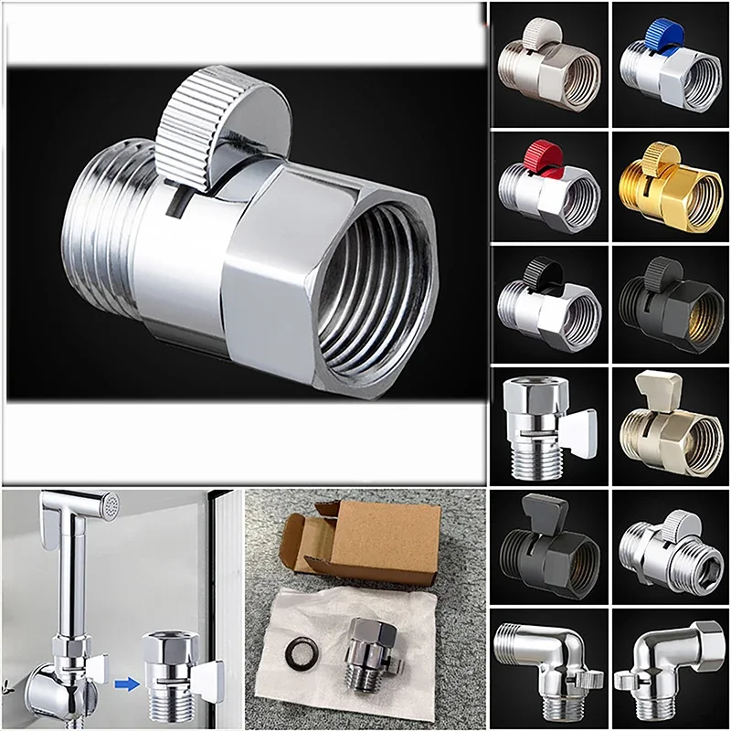Shower Water Stop Valve Full Brass G1/2" Flow Quick Control Shut-OFF Valve Shower Head Water Saver Toilet Spray Gun
