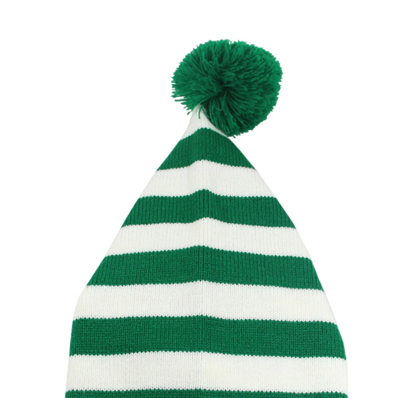Christmas Elf Santa Beanie - Knitted Red Green Striped Hat