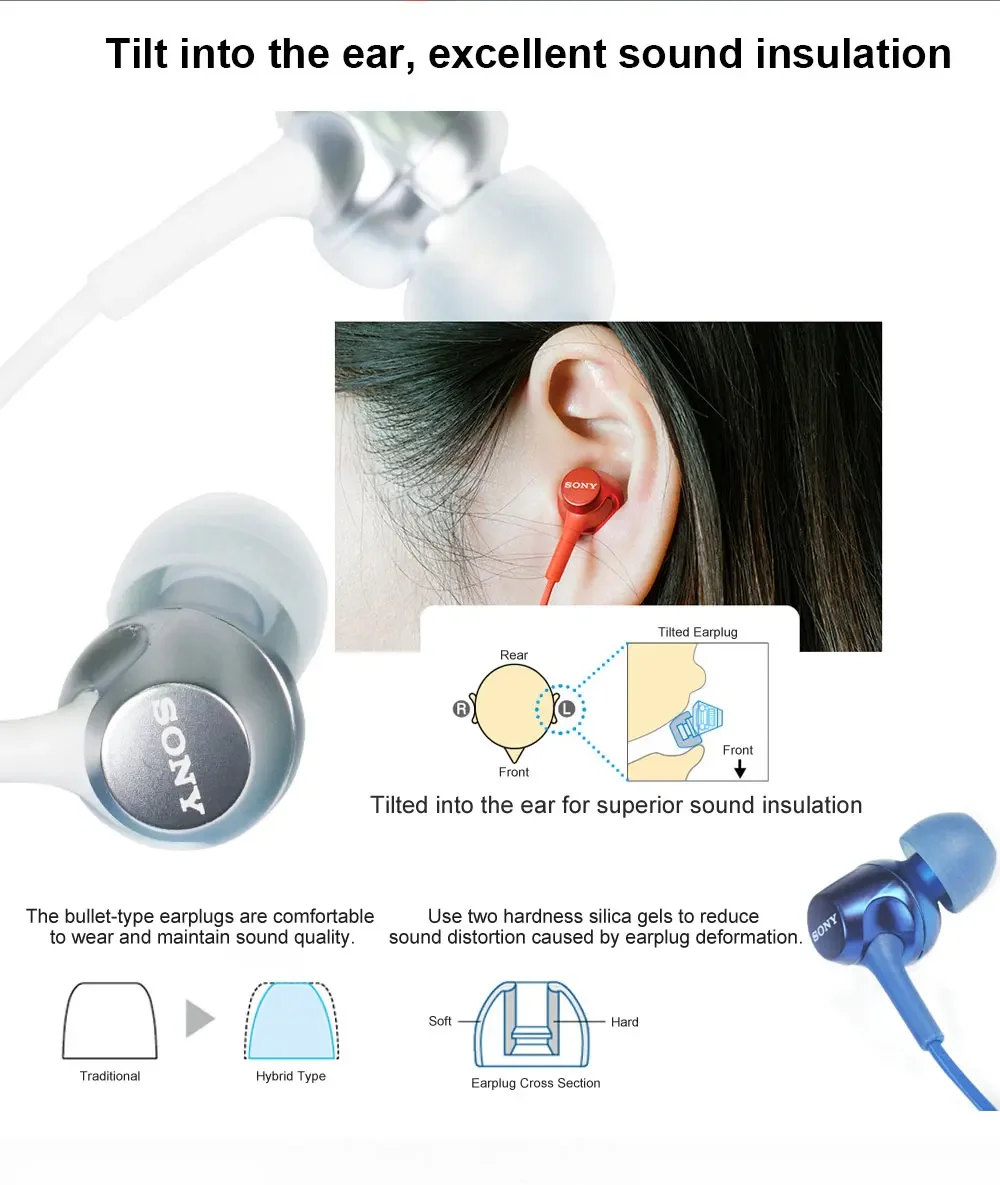 Handsfree With Mic Sony Mdr Ex255ap Stereo Earphones 3 5mm Wired Headset Sport Earbuds Bass Headphone, Alina Gadgets