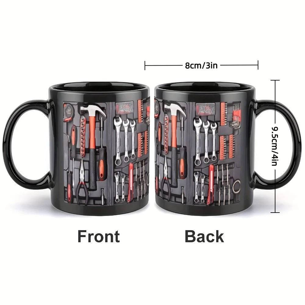 Funny 325ml Coffee Mug Toolbox Design Ceramic Mechanic Water Cup Sturdy Wrench Pattern Mechanic Mug Auto/Car Mechanic Gift