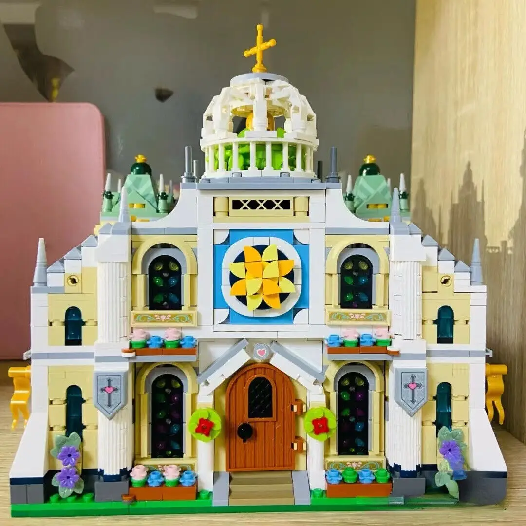 1035 LOZ 미니 블록 빌딩 장난감, 연인 선물, 성인 DIY 벽돌 퍼즐, 웨딩 채플 홈 장식