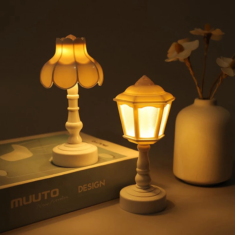 Mini LED Light Lotus Shape Eye-protection Table Night Lamp For Dollhouse Home Decor Bed Side Study Living Room Bedroom Decor