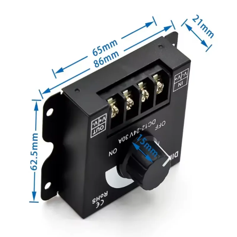 LED 디머 소프트 및 하드 스트립 디머 밝기 조절기 디머 노브 12V/24V30A