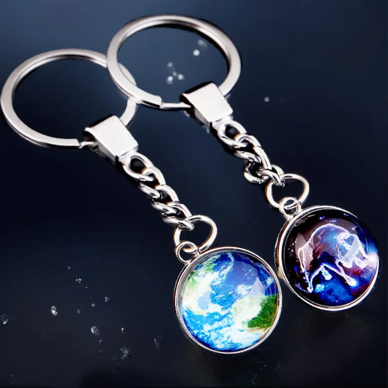 Metal Luminous Crystal Constellation Keychain Pendant